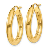 14k 4x25mm Polished Lightweight Tube Hoop Earrings