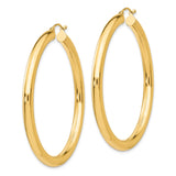 14K 4x50mm Polished Lightweight Tube Hoop Earrings