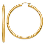 14K 4x60mm Polished Lightweight Tube Hoop Earrings
