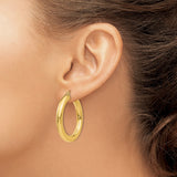 14k 5x35mm Polished Tube Hoop Earrings