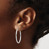 14k White Gold 2x30mm Polished Oval Tube Hoop Earrings