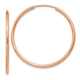 14k Rose Gold 1.5x30mm Polished Endless Tube Hoop Earrings
