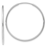 14k White Gold 1.2x30mm Polished Endless Tube Hoop Earrings
