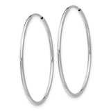 14k White Gold 1.2x34mm Polished Endless Tube Hoop Earrings