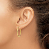 14k 1.35x25mm Diamond-cut Square-Tube Endless Hoop Earrings