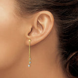 14K Two-tone Faceted Beads and Cable Chain Dangle Post Earrings