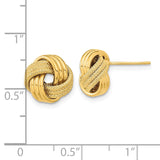 14k 11mm Polished Textured Triple Love Knot Post Earrings