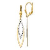 14k Two-tone Diamond-cut Dangle Leverback Earrings