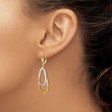 14k Two-tone Teardrop Dangle Leverback Earrings