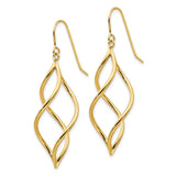 14K Twisted Swirl Dangle French Hook Earrings