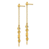 14K Diamond-cut Hearts and Chain Dangle Post Earrings
