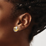 14k Two-tone 8mm Polished Love Knot Post Earrings