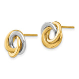 14k Two-tone 11mm Polished Intertwined Circles Love Knot Post Earrings