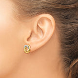14k Two-tone 11mm Polished Intertwined Circles Love Knot Post Earrings