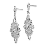 14k White Gold Diamond-cut Filigree Dangle Post Earrings