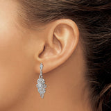 14k White Gold Diamond-cut Filigree Dangle Post Earrings