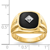 IB Goodman 14k Cushion Onyx and AA Diamond Mens Ring