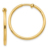 14k 2x25mm Polished Tube Hoop Non-pierced Earrings