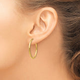 14k 2x25mm Polished Tube Hoop Non-pierced Earrings
