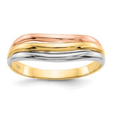 14K Tri-Color Open Fancy Curved Ring