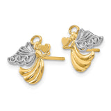 14K and White Rhodium Angel With Heart Post Earrings