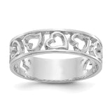 14k White Gold Hearts Ring