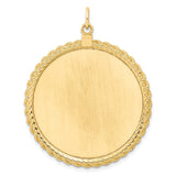 14k Plain .013 Gauge Round Engravable 36.6x34.9mm Disc with Rope Edge Charm