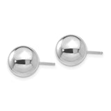 14k White Gold 9mm Polished Puffed Ball Post Earrings