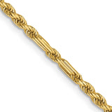 14K 24 inch  2.25mm Diamond-cut Milano Rope with Lobster Clasp Chain