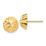 14k 10mm Polished Diamond-cut Half Ball Post Earrings