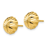 14k 10mm Polished Diamond-cut Half Ball Post Earrings
