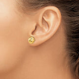 14k 10mm Polished Diamond-cut Half Ball Post Earrings