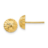 14k 8mm Polished Diamond-cut Half Ball Post Earrings
