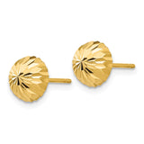 14k 8mm Polished Diamond-cut Half Ball Post Earrings