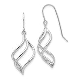 14K White Gold Swirl Dangle French Hook Earrings