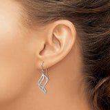 14K White Gold Swirl Dangle French Hook Earrings