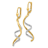 14K Two-tone Spiral Dangle Leverback Earrings
