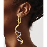 14K Two-tone Spiral Dangle Leverback Earrings