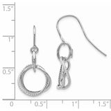 14K White Gold Small Twisted Circle Dangle French Hook Earrings