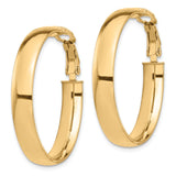 14k 5x30mm High Polished Flat Tube Omega Back Hoop Earrings