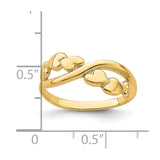14k Polished Cross-over Design Heart Ring