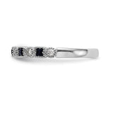 14k White Gold 1/10 carat Diamond and Blue Princess Sapphire Complete Band
