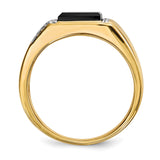 IB Goodman 14k 8x4mm Baguette Onyx and 1/10 carat Diamond Mens Ring