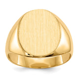 14k 12.0x13.5mm Oval Closed Back Signet Ring