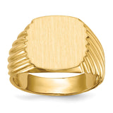 14k 13.5x13.5mm Cushion Open Back Mens Signet Ring