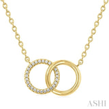 1/10 Ctw Interlocked Circle Single Cut Diamond Fashion Petite Pendant With Chain in 10K Yellow Gold