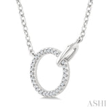 1/10 Ctw Single Cut Diamond Interlocked Circle Fashion Petite Pendant With Chain in 10K White Gold