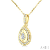 1/4 Ctw Open Window Pear and Round Cut Golden Glow Diamond Fashion Pendant With Chain in 14K Yellow Gold