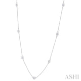 1 Ctw Bezel Set Oval Cut Diamond Station Necklace in 14K White Gold