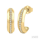 1/6 Ctw Round Cut Golden Glow Diamond Bold Fashion Half Hoop Earrings in 10K Yellow Gold